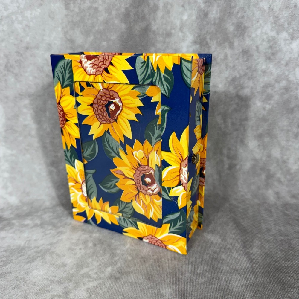 Vtg Y2K Sunflower Floral Book Box Decorative Keepsake Storage Front‎ Photo Frame